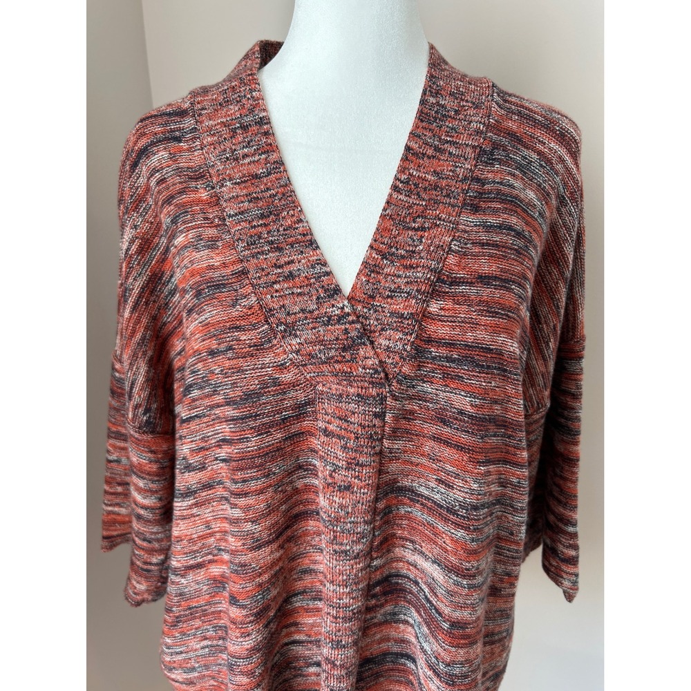 J.Jill Pure Jill Space Dye V-neck Boxy Oversized Sweater Top Navy Blue Small - Picture 2 of 7